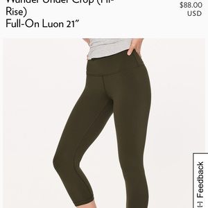 Lululemon Wunder Under Crop